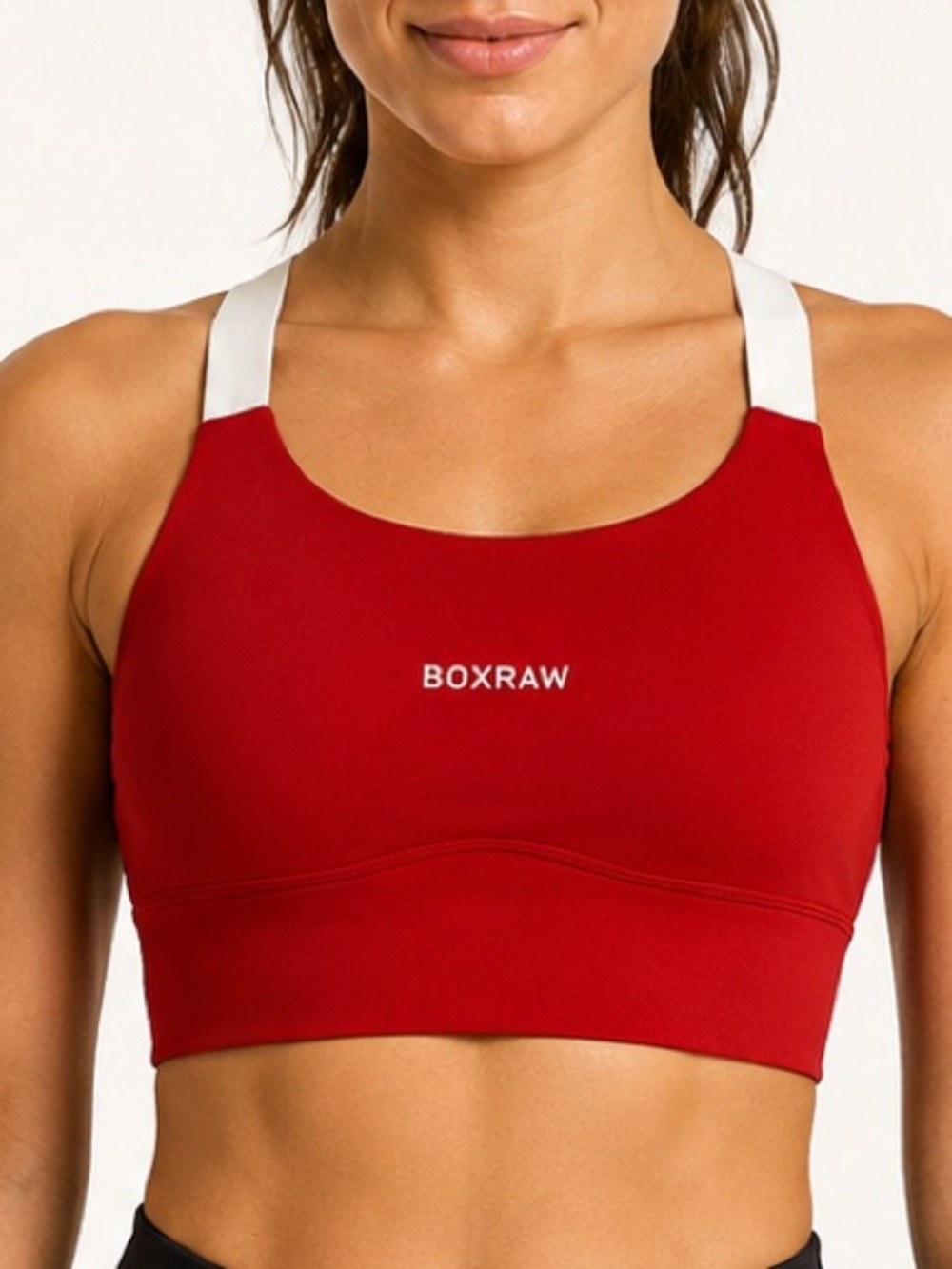 BOXRAW Alicia Red & White V-Back Sports Bra XS